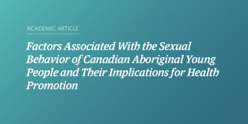 Teal and blue gradient background with white text that says “Factors Associated With the Sexual Behavior of Canadian Aboriginal Young People and Their Implications for Health Promotion”