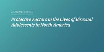 Teal and blue gradient background with white text that says “Protective Factors in the Lives of Bisexual Adolescents in North America”