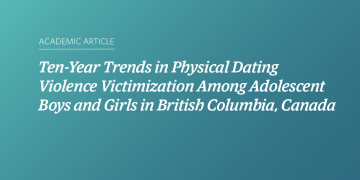 Teal and blue gradient background with white text that says "Ten-Year Trends in Physical Dating Violence Victimization Among Adolescent Boys and Girls in British Columbia, Canada”